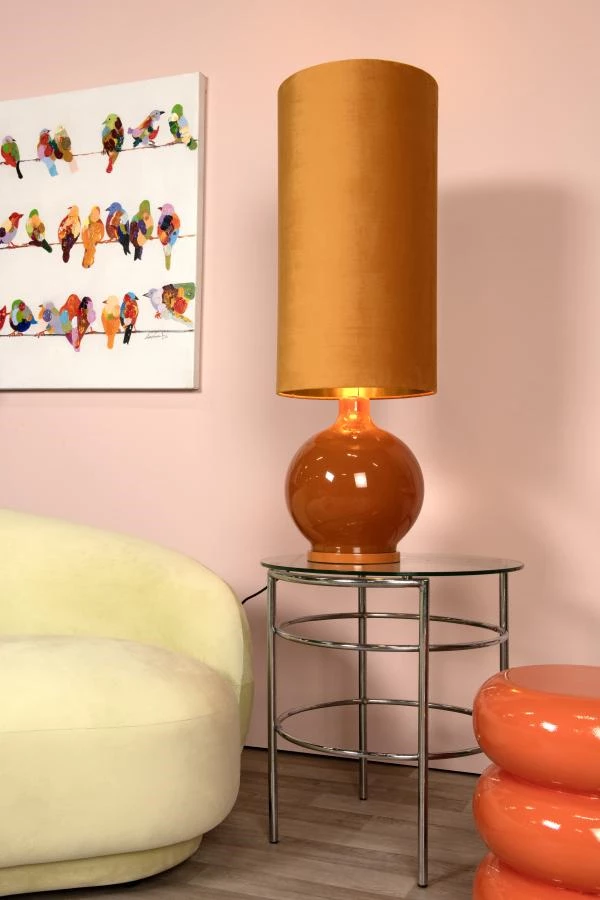 Lucide ESTERAD - Lampadaire - Ø 34 cm - 1xE27 - Jaune Ocre - ambiance 1